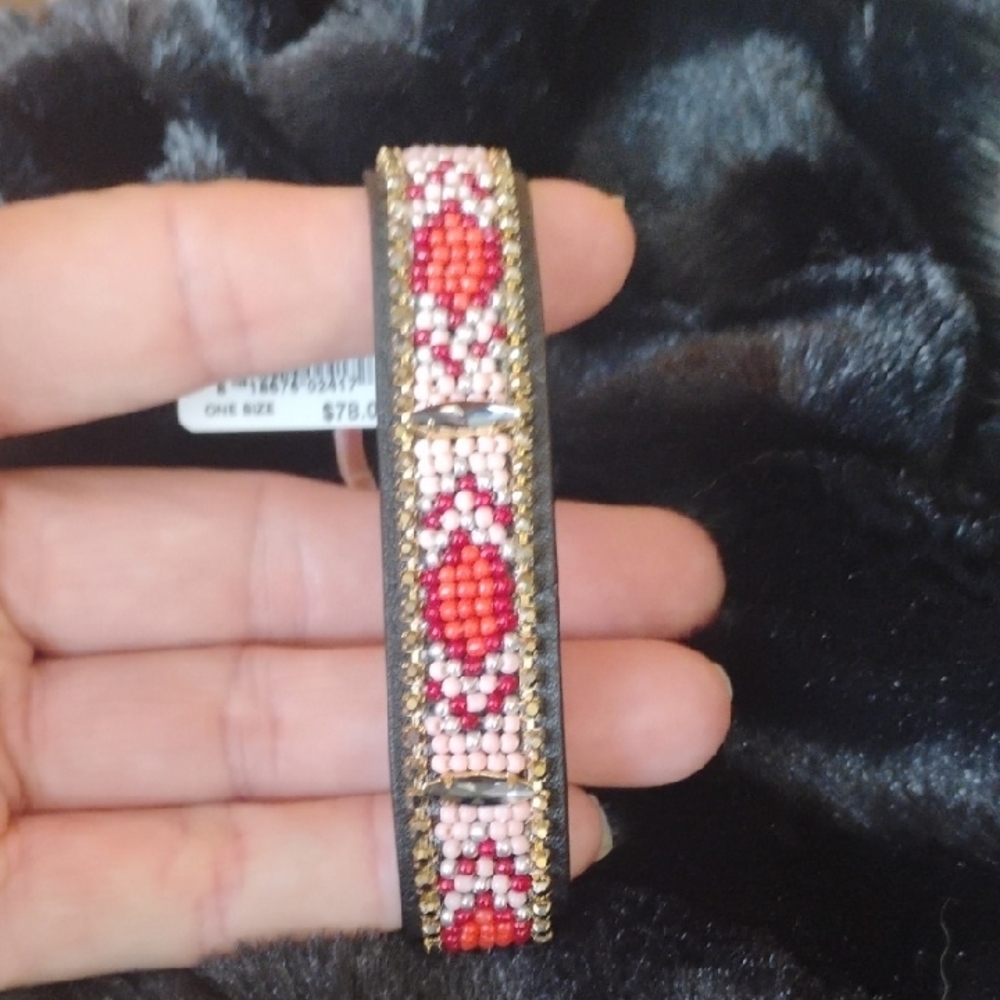 Rebecca minkoff Elegant Red and Gold Beaded Bracelet